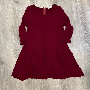Altar’d State maroon 3/4 sleeve swing dress